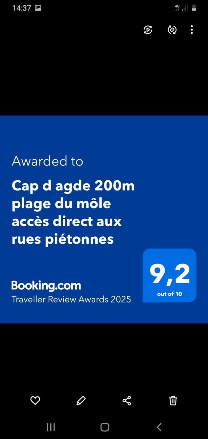 Cap d agde 200m plage du môle accès direct aux rues piétonnes Agde Exterior foto
